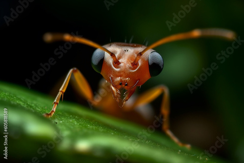 Close up macro photography of an ant. Ai generated © dragomirescu
