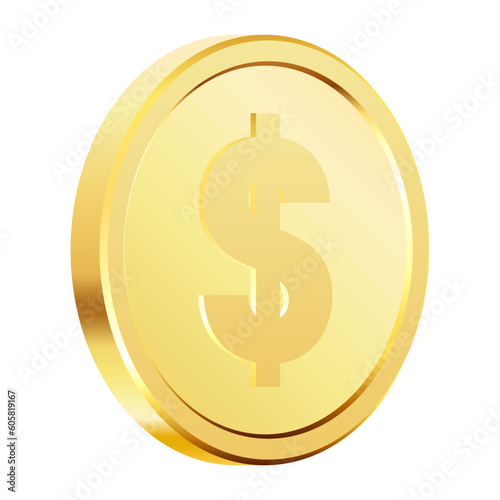 Golden money. Rotating gold coin.