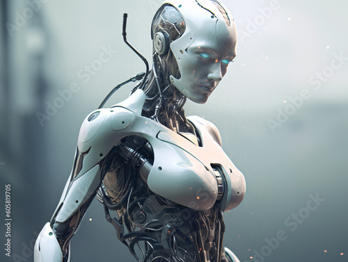 a white human shaped robot android photo