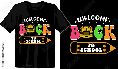 Welcome Back to School, Teacher Rainbow T-Shirt, This welcome back to school tee is fun and colorful with bold colorful writing and an illustration of a book
