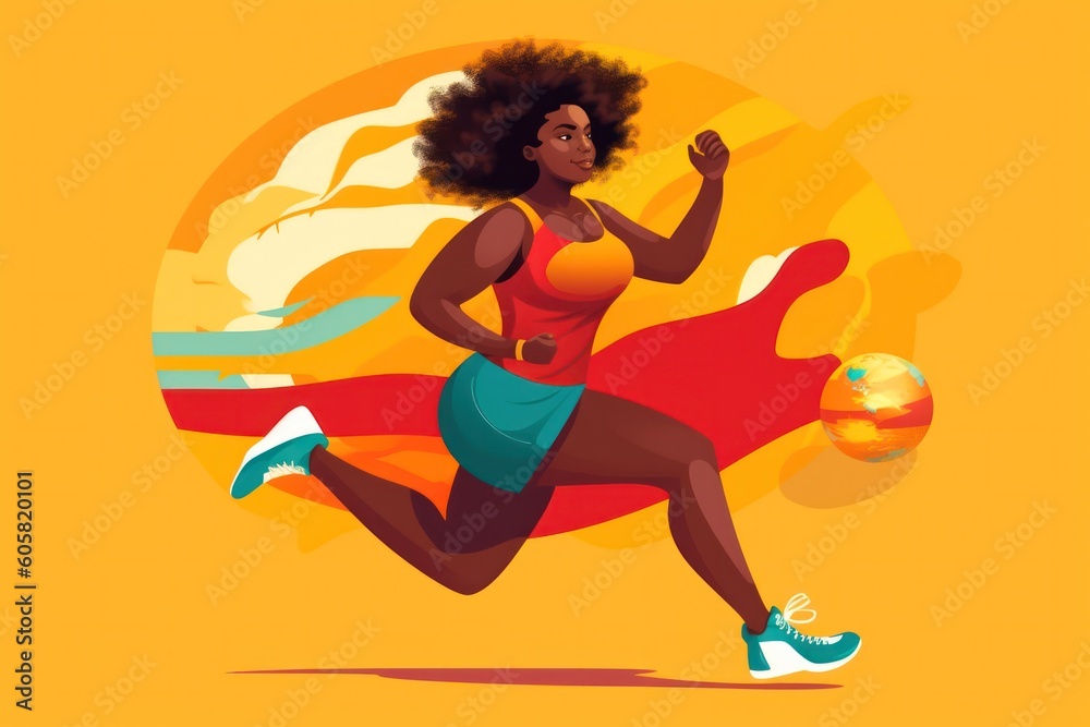 illustration plus size woman a goes in for sports .care for yourself and your health. Generative AI illustration plus size woman a goes in for sports .care for yourself and your health. Generative AI