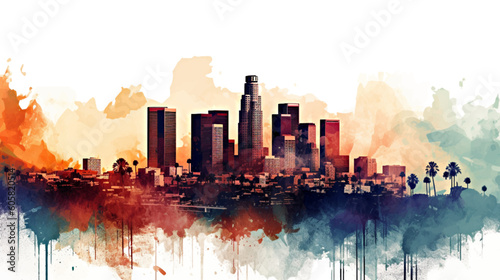 city skyline in watercolor