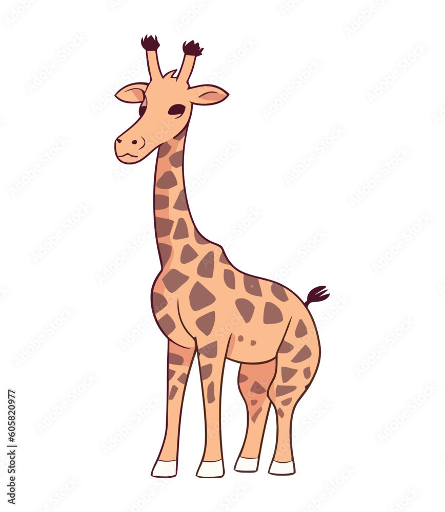 Obraz premium giraffe standing cute cartoon illustration