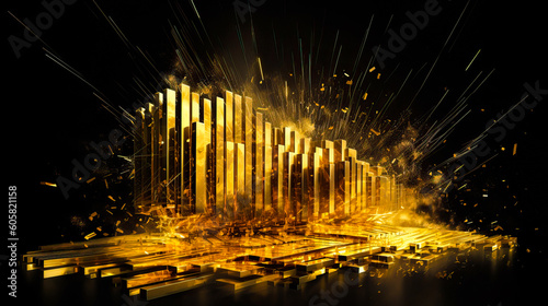 3D rendering of abstract technology digital hi tech concept background. 3D illustration. Abstract background with golden particles. Ai generated
