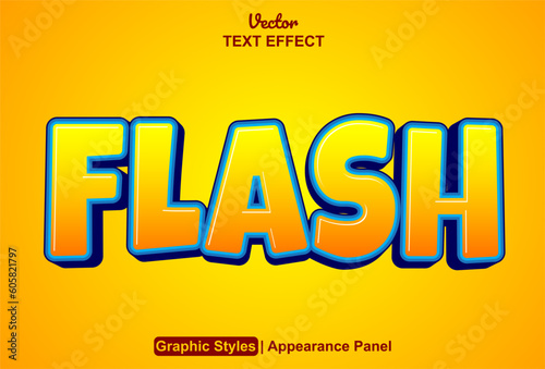 flash text effect with yellow graphic style and editable.