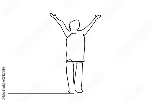 person happy arms up freedom calm line art