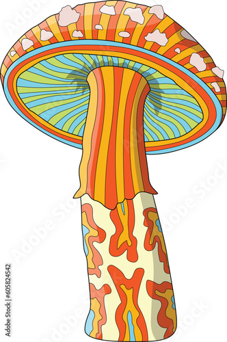 Beautiful mushroom hand-drawn adult coloring vector for kids or adults
