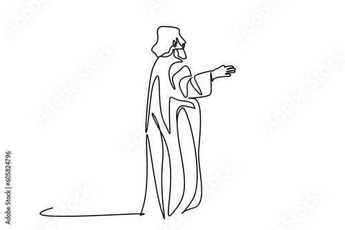 ancient greek historical thinker philosopher speaker old mature man speaking to the community in native clothes line art