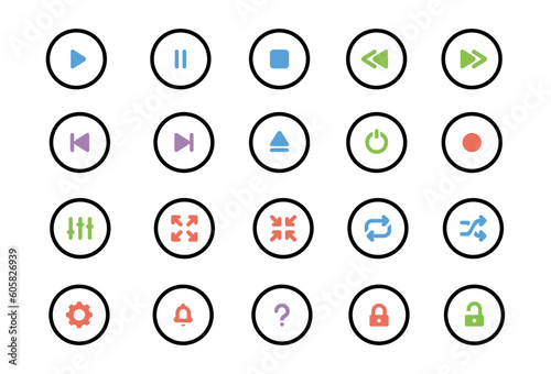 set of buttons icons