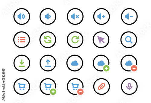 set of buttons icons