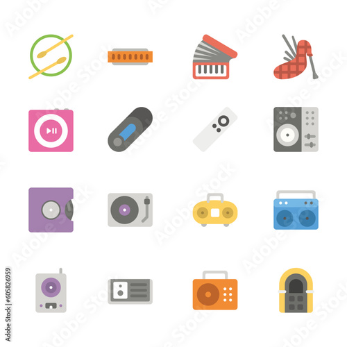 music and audio icons set
