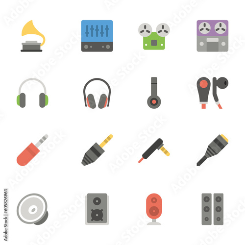 music and audio icons set