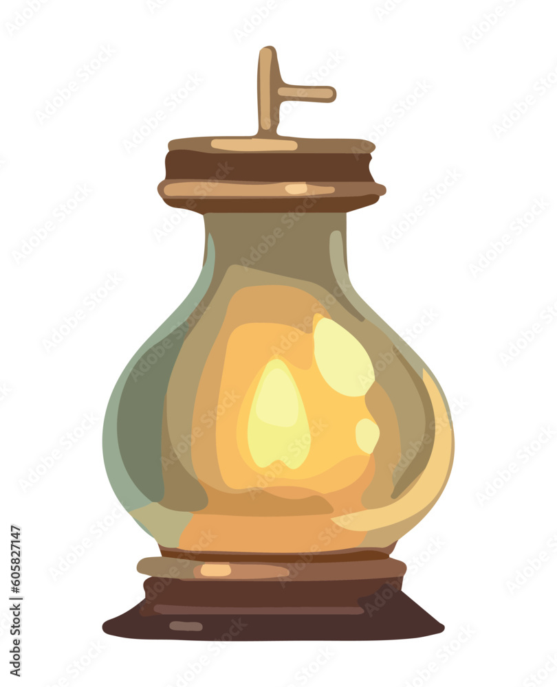 Antique lantern illuminates in glass Antique lantern illuminates in glass