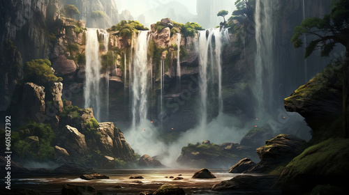 A majestic waterfall illustration