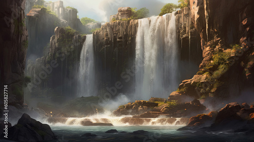 A majestic waterfall illustration