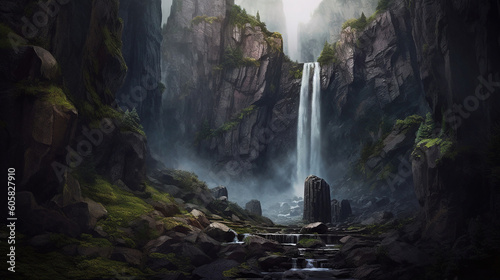 A majestic waterfall illustration