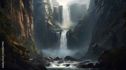 A majestic waterfall illustration