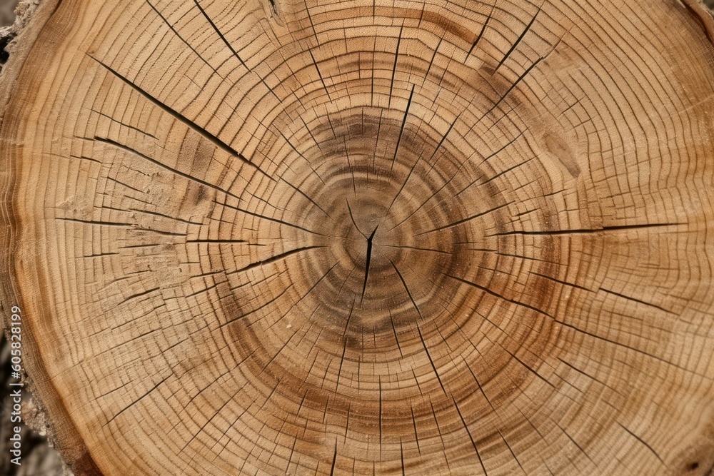 The texture of the end of the tree. Saw cut wood close up. Rough-wood on floors. Wood background. The end of the tree. Generative AI The texture of the end of the tree. Saw cut wood close up. Rough-wood on floors. Wood background. The end of the tree. Generative AI