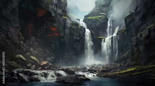 A majestic waterfall illustration