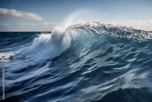 wave water crash liquid ocean blue cool sea surfing nature. Generative AI.