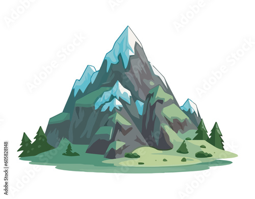 Panoramic mountain landscape with trees