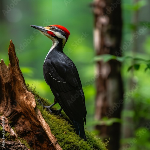 Stunning Pileated Woodpecker in Vibrant Forest Setting