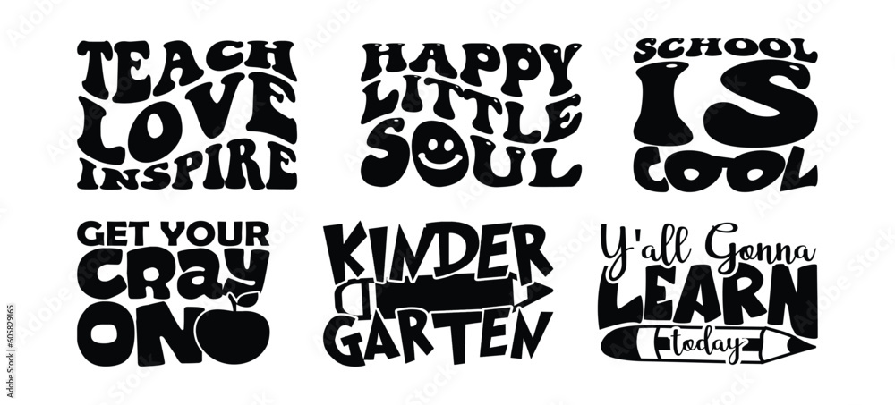 Fototapeta premium Back To School T shirt Design Bundle, Quotes about Back To School, Back To School T shirt, Back To School typography T shirt design Collection