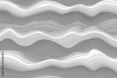 background seamless elegant subtle white embossed porcelain abstract wavy mountain landscape background texture monochrome light gray waves pattern carved or etched in plastic or marb generative ai photo