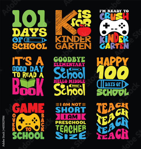 Back To School T shirt Design Bundle, Quotes about Back To School, Back To School T shirt, Back To School typography T shirt design Collection