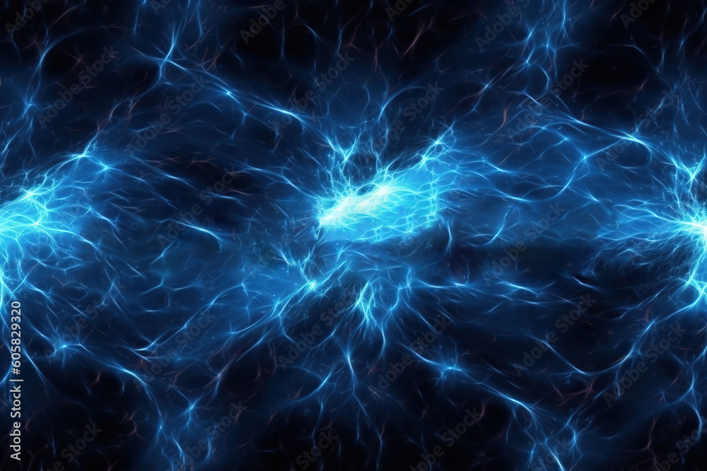 background seamless dark blue background with electric glowing lightning flares effect tileable magical neon energy field burst or plasma storm pattern power and electricity concept b generative ai - obrazy, fototapety, plakaty 