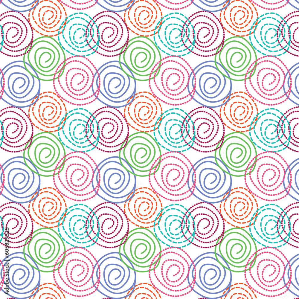 Abstract seamless spiral pattern hand drawn.