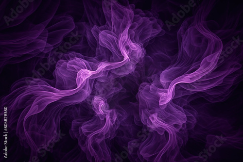 background velvet violet smoke swirls on black abstract fractal gnarls background rich purple luxurious organic wave ripple texture render soft sensual chaotic creative backdro generative ai