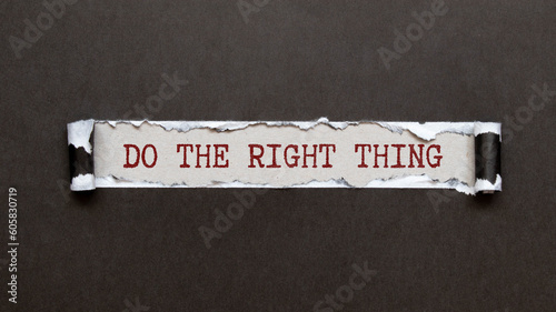 The text Do the Right Thing appearing behind torn brown paper.