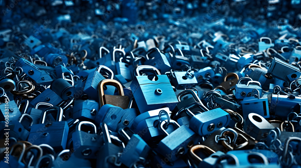 Obraz premium Locks Piled Up 3D Illustration