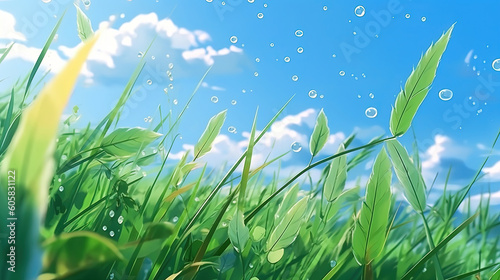 Landscape scene with anime style background