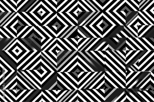 wallpaper for seamless modern geometric op art squares batik surface pattern design in black and white monochrome a trendy surreal psychedelic optical illusion textile for interior decor generative ai