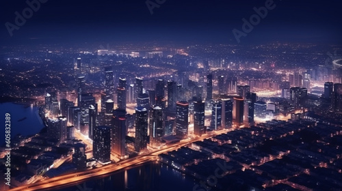 Beautiful scenery of the city at night Generative AI