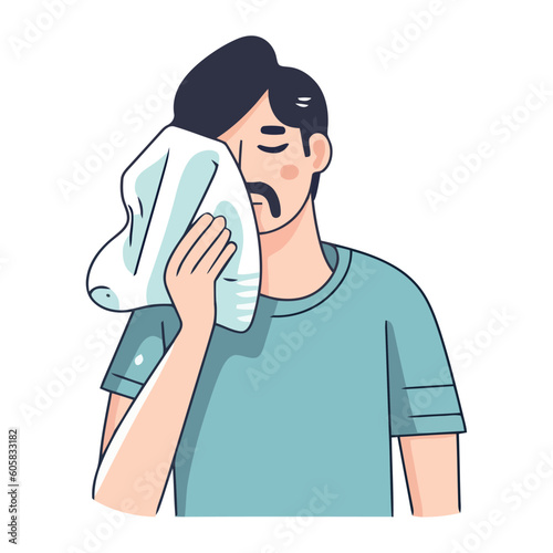 Young adult holding a napkin