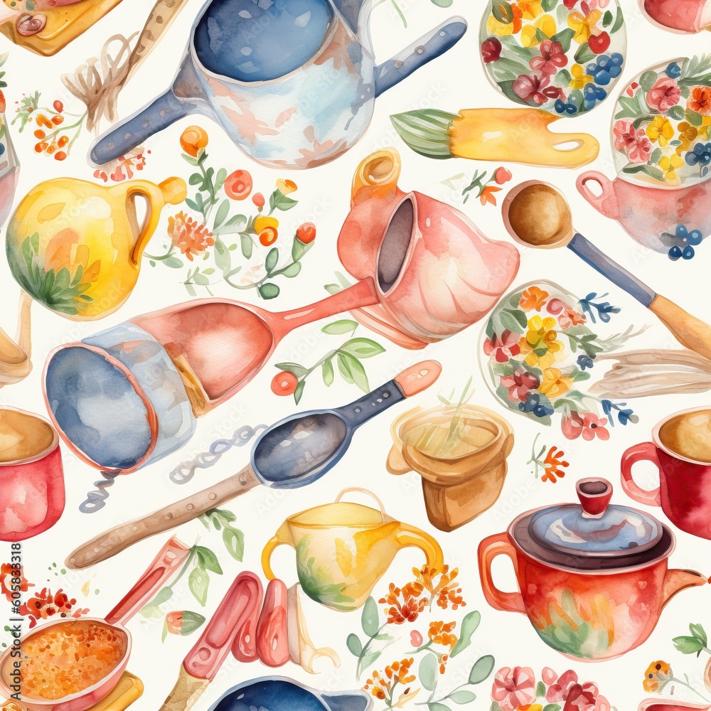Countless beautiful detailed hand painted look dished for school children, watercolor. Seamless pattern dairy products. Isolated on a white background. Great for kitchen dish concepts. Generative AI Countless beautiful detailed hand painted look dished for school children, watercolor. Seamless pattern dairy products. Isolated on a white background. Great for kitchen dish concepts. Generative AI