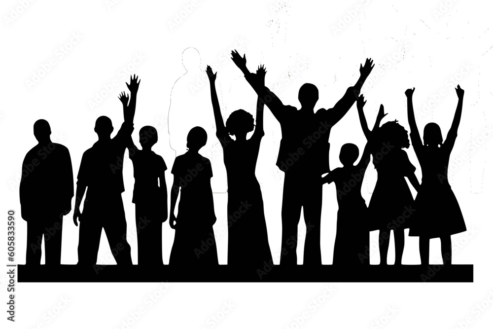 group of people with hands silhouette