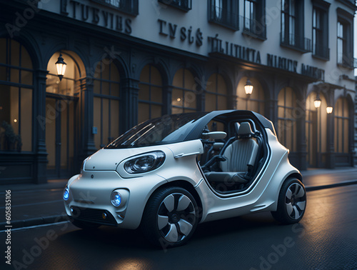 electric and ecological car in the city © sebastianav1994