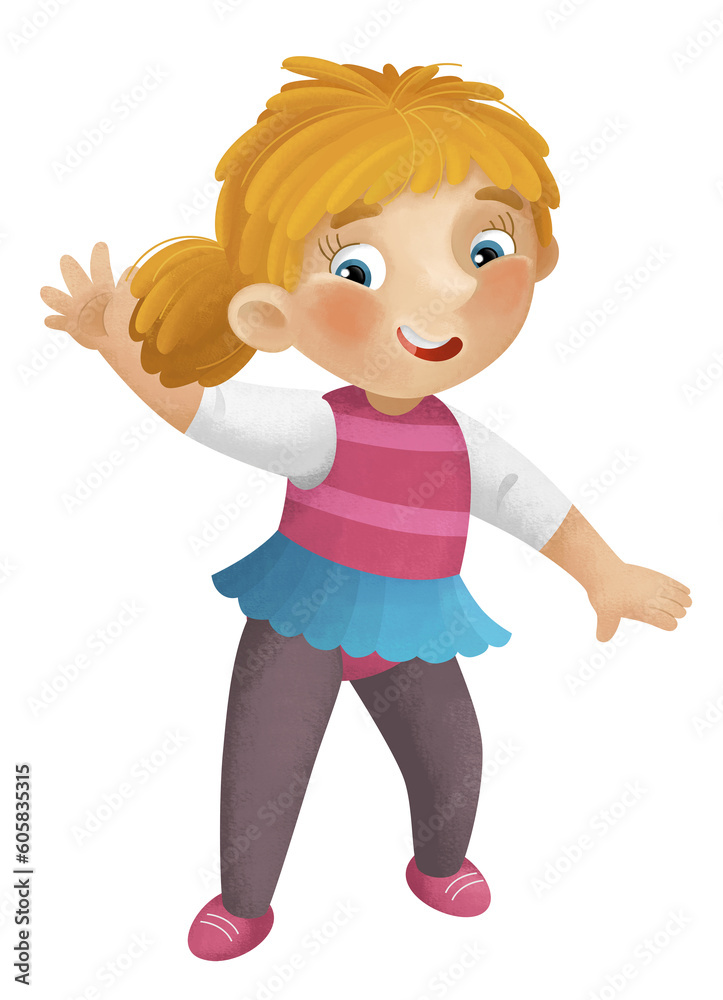 cartoon scene with young girl having fun playing dancing aballet leisure free time isolated illustration for children cartoon scene with young girl having fun playing dancing aballet leisure free time isolated illustration for children