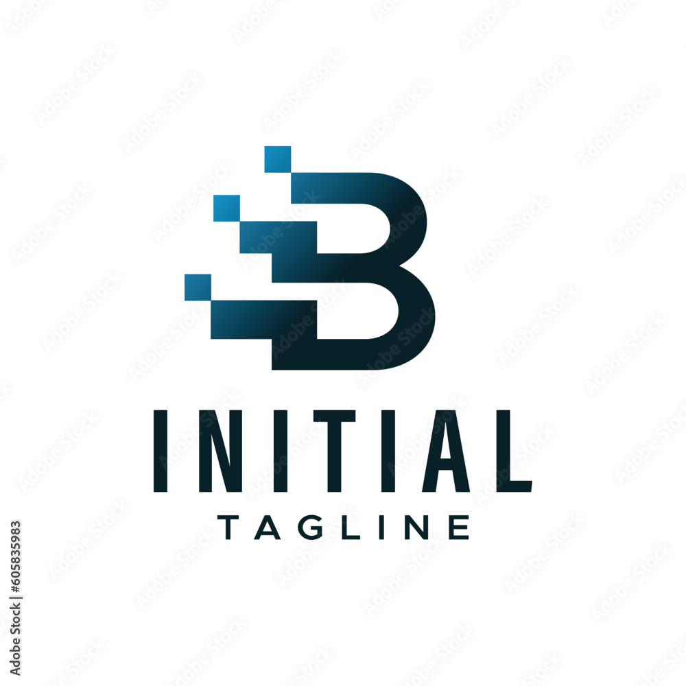 Vector letter B logo in technological style Vector letter B logo in technological style