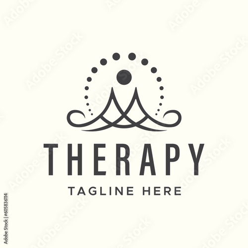 Vector meditation yoga logo design template