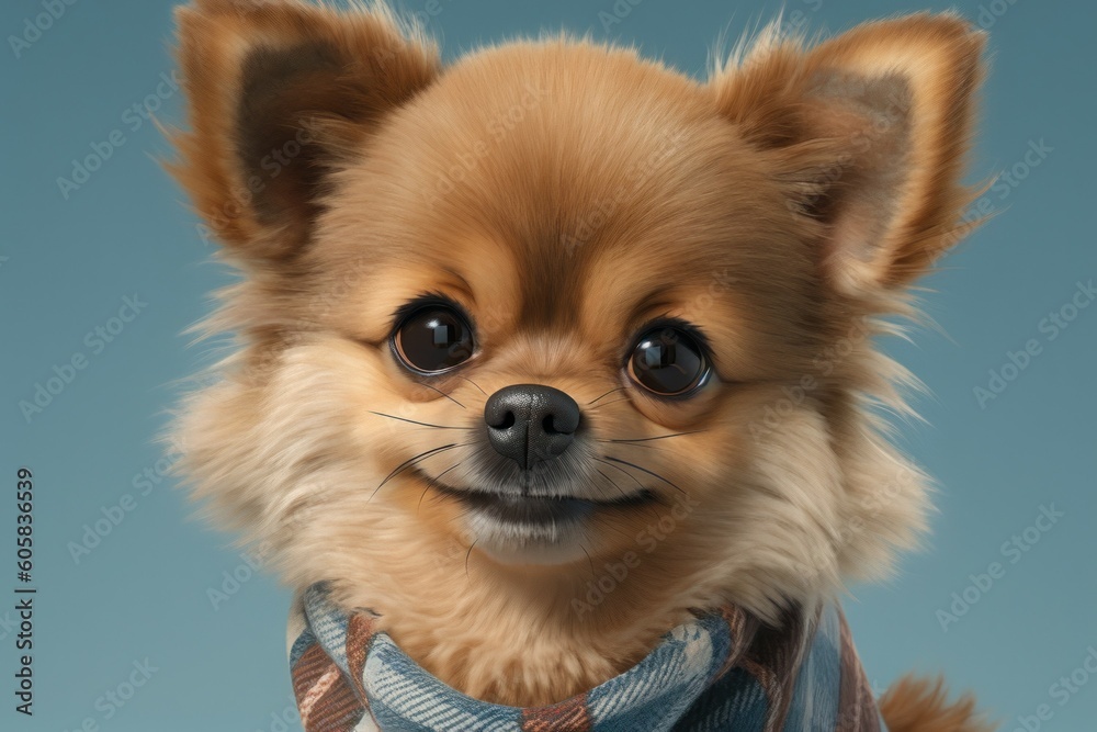 Portrait of a beautiful dog breed Pomeranian close up. AI generated, human enhanced Portrait of a beautiful dog breed Pomeranian close up. AI generated, human enhanced