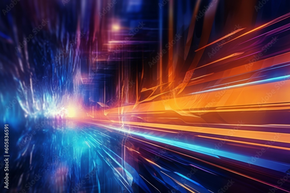 Motion picture light streaks in the style of vibrant futuristic background. Backdrop for design. AI generated Motion picture light streaks in the style of vibrant futuristic background. Backdrop for design. AI generated