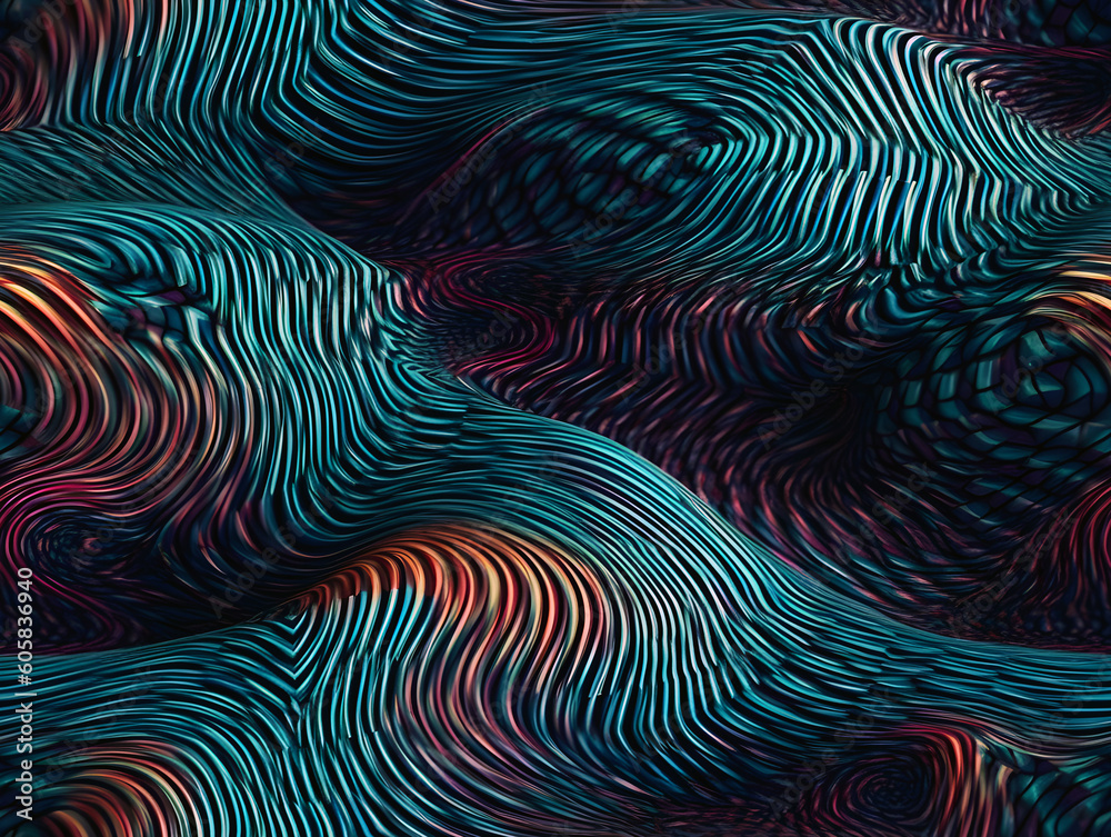 Realistic psychic waves illustration seamless wallpaper design created with Generative AI technology
