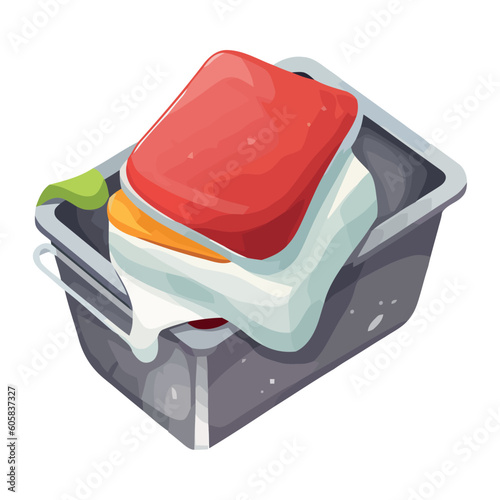 Gourmet meal packet icon on metal backdrop