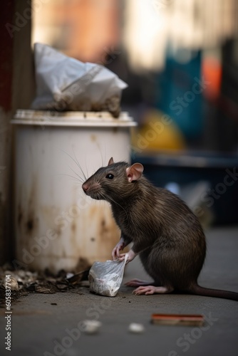 illustration, rat sitting on the ground, generative ai.