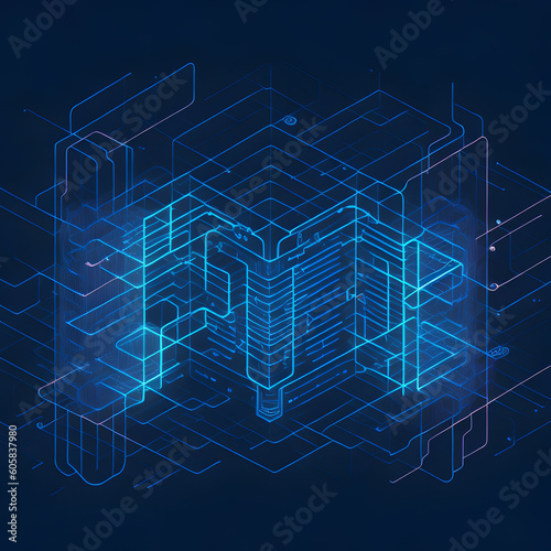 A futuristic holographic display showcasing a network photo